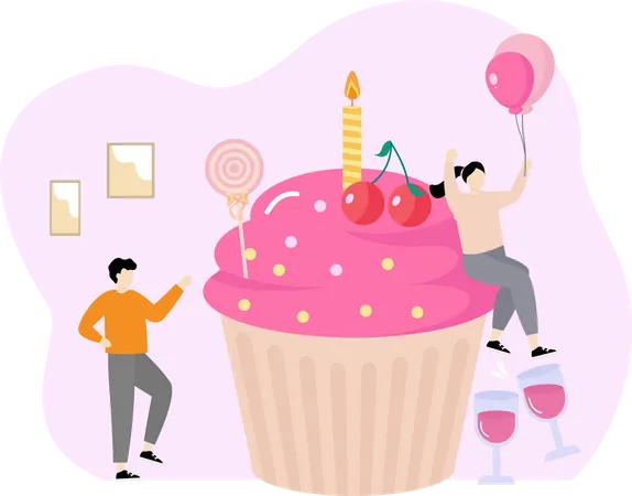 Birthday cupcake  Illustration