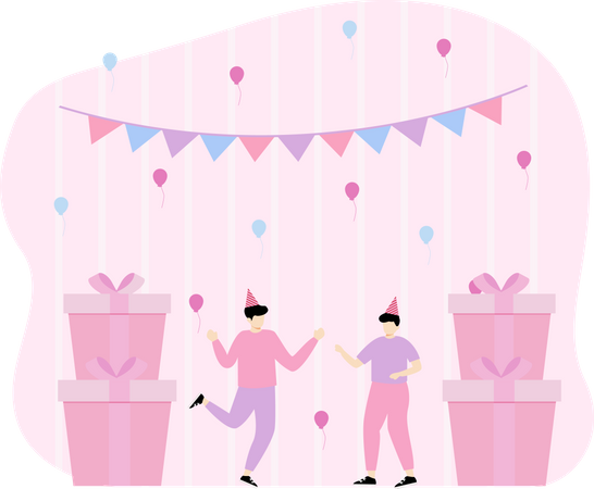 Birthday dance party  Illustration