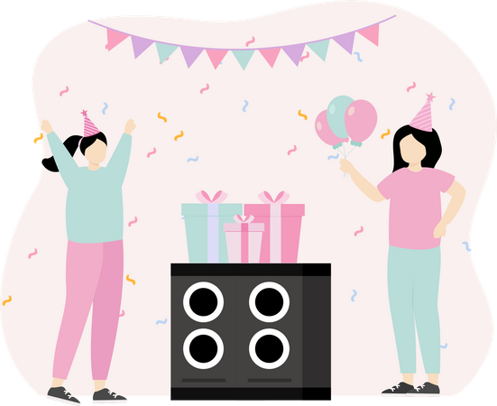 Birthday dance party  Illustration