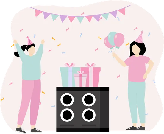 Birthday dance party  Illustration