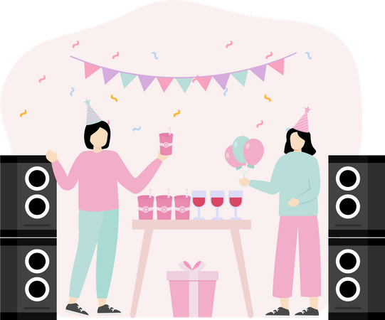 Birthday dj dance party  Illustration