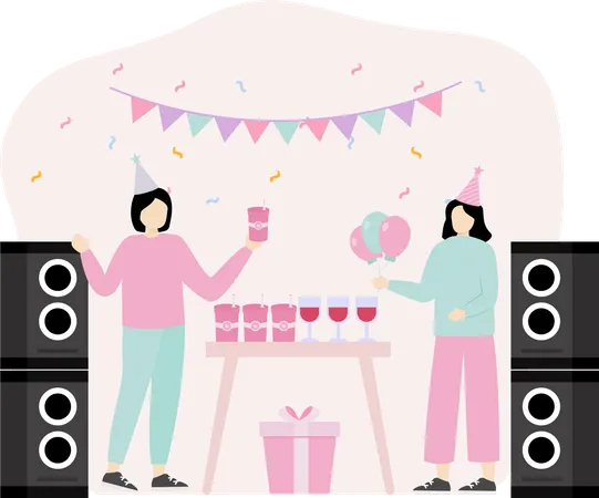 Birthday dj dance party  Illustration