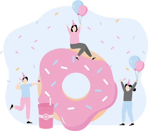 Birthday donut  Illustration