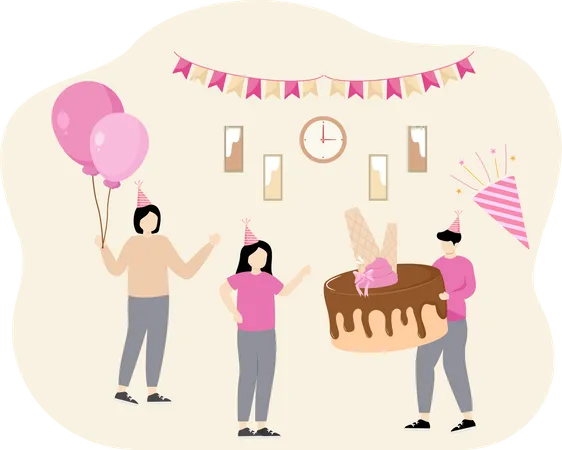 Birthday Enjoyment  Illustration