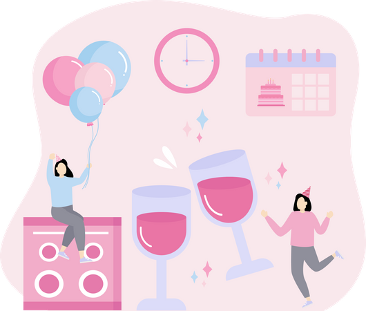 Birthday enjoyment  Illustration