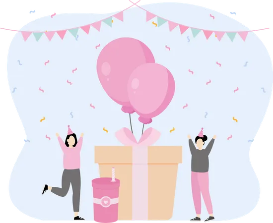 Birthday gift box  Illustration