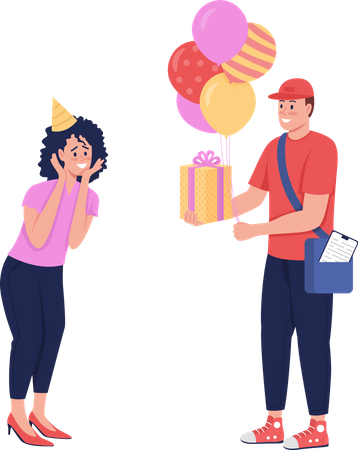 Birthday gift delivery  Illustration