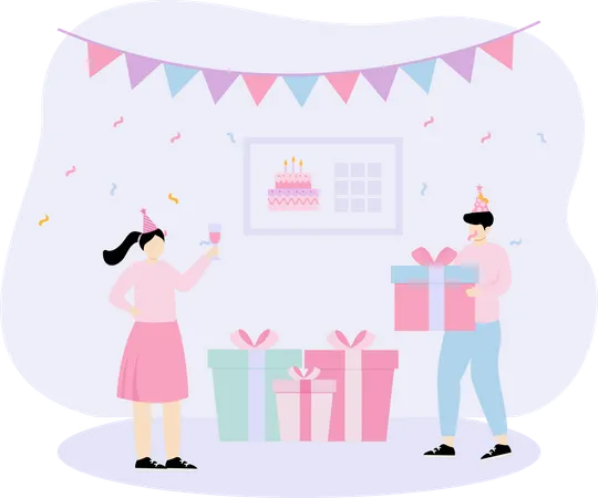 Birthday gift sharing  Illustration