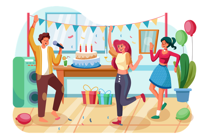 Best Premium Birthday Party Illustration download in PNG & Vector format