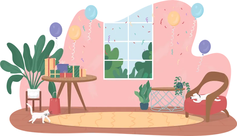 Birthday party at home Illustration