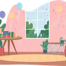 birthday party at home illustrations