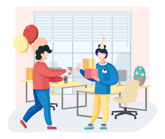 Birthday party at office  Illustration