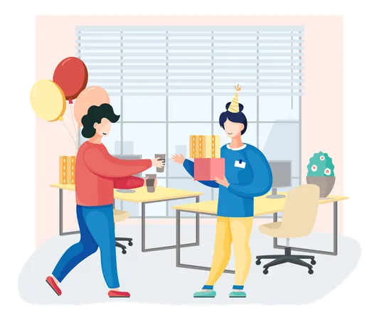Birthday party at office  Illustration