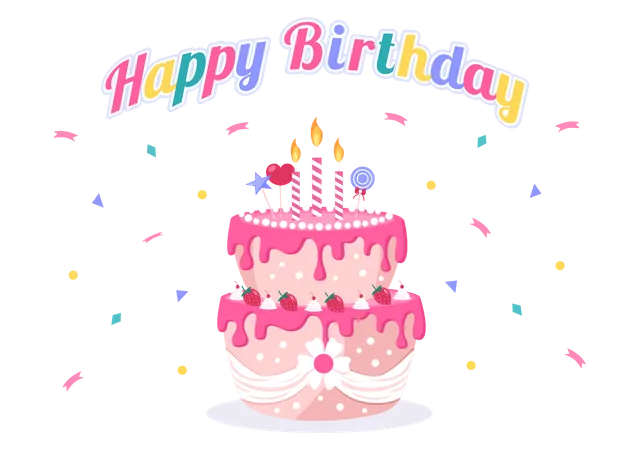 Birthday Party Cake Illustration