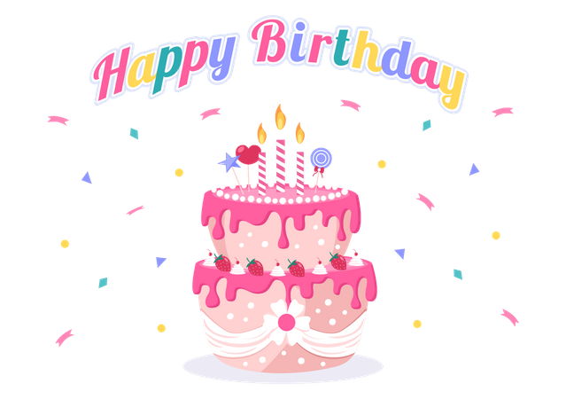 Birthday Party Cake  Illustration