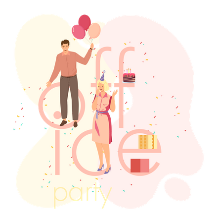 Birthday party celebration at work  Illustration