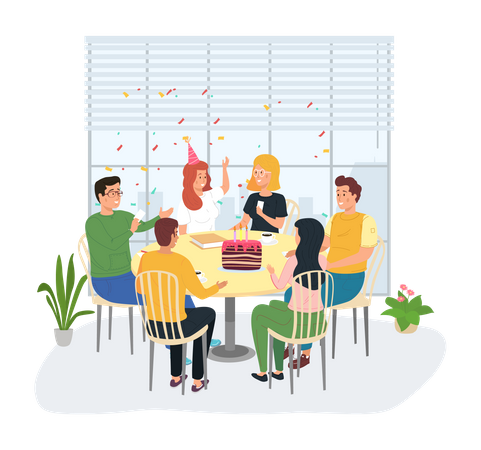 Birthday party celebration together  Illustration