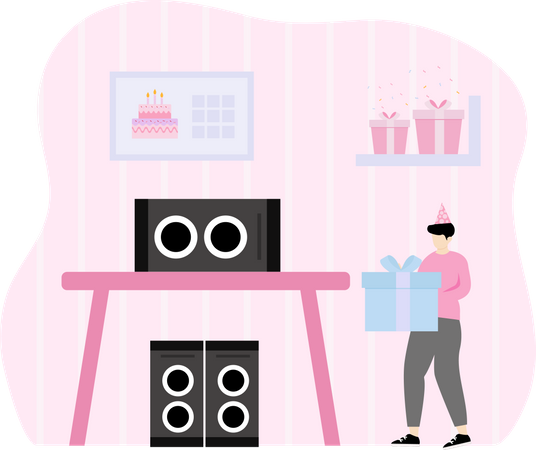 Birthday party dj  Illustration