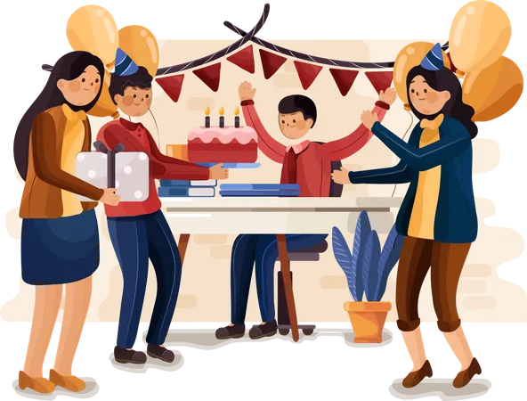 Birthday party in the office  Illustration