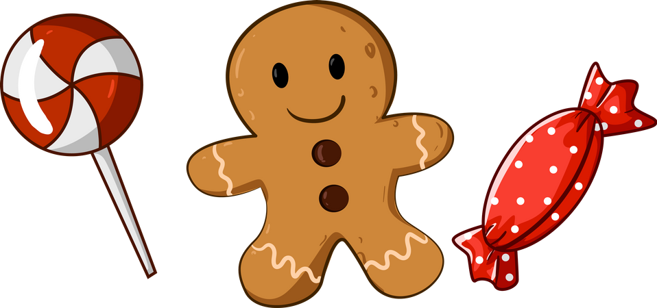 Biscoito e doces de Natal  Ilustração