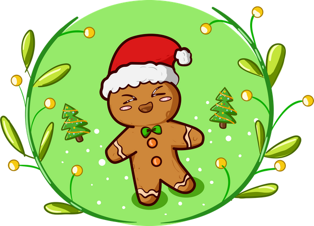 Biscuit with Christmas hat  イラスト