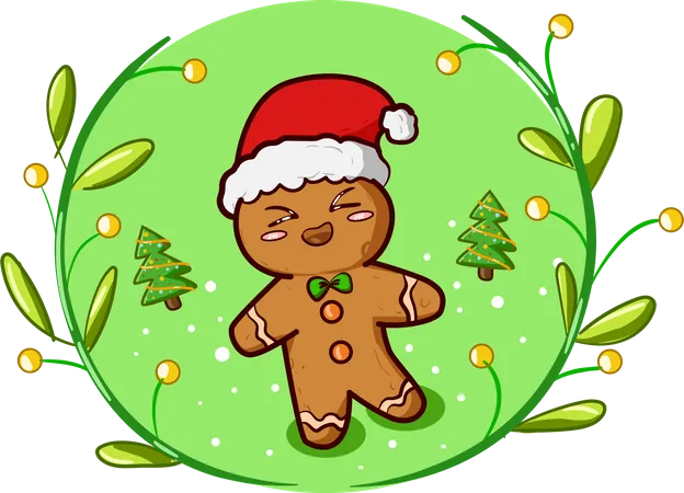 Biscuit with Christmas hat  イラスト