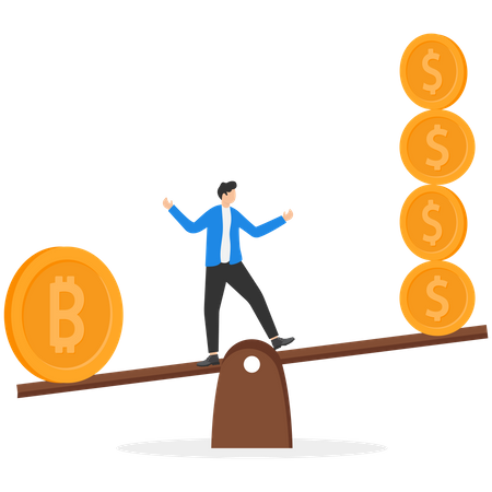 Bitcoin and crypto currency store of value compared to dollar money  Illustration