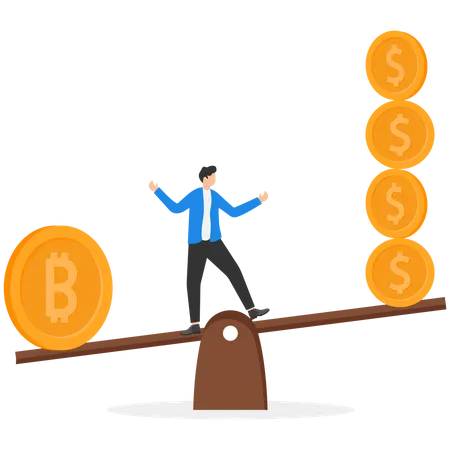 Bitcoin and crypto currency store of value compared to dollar money  Illustration