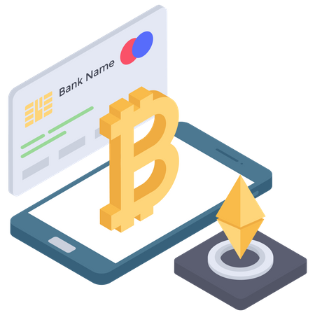 Bitcoin and ethereum Bank transaction  イラスト