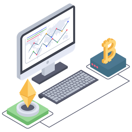 Bitcoin and Ethereum comparison  イラスト