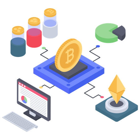Bitcoin and Ethereum making structure  イラスト