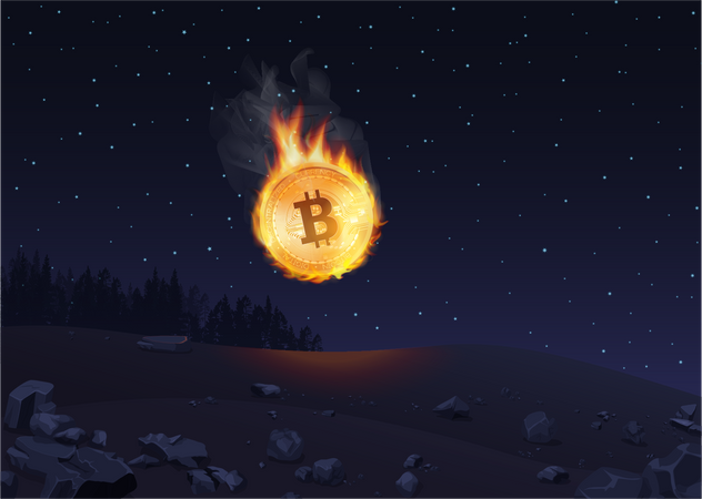 Bitcoin Asteroid  Illustration