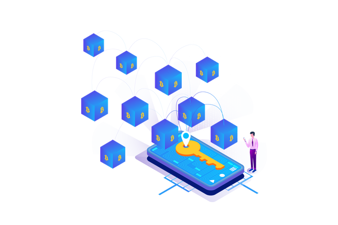 Bitcoin Blockchain Key  Illustration