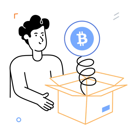 Durchsuchen Sie Die Skizzenhafte Abbildung Der Bitcoin Box Illustration
