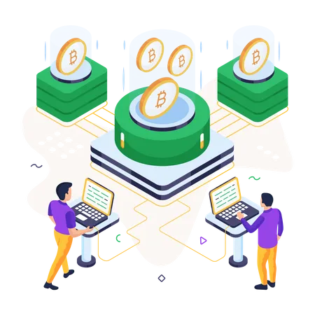 Trendy Design Illustration Of Bitcoin Centralization Illustration