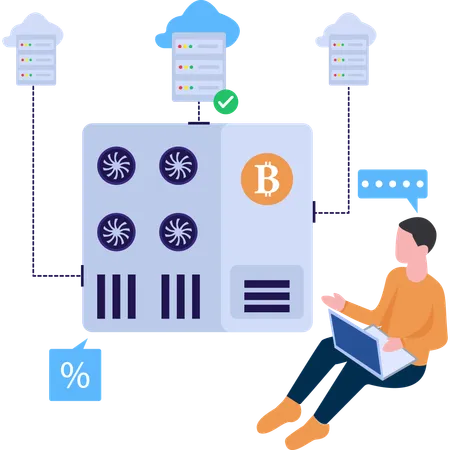 Bitcoin cloud server  Illustration