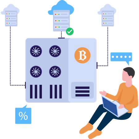 Bitcoin cloud server  Illustration