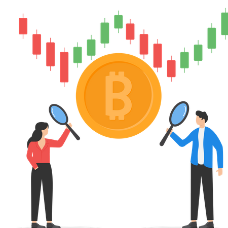 Bitcoin-Coin-Analyse zur Spekulation  Illustration