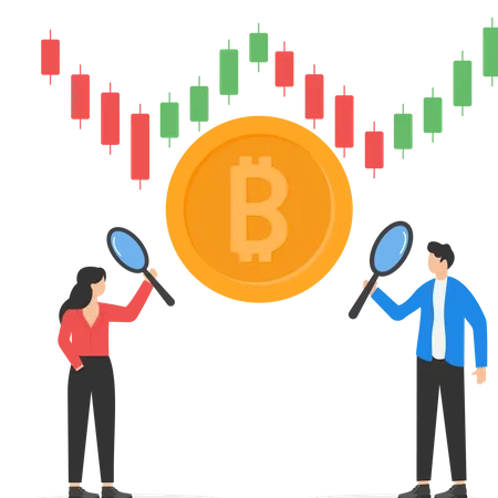 Bitcoin-Coin-Analyse zur Spekulation  Illustration