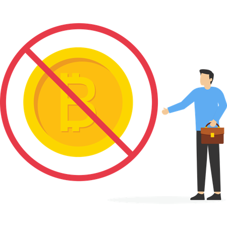 Bitcoin crypto currency banned  Illustration