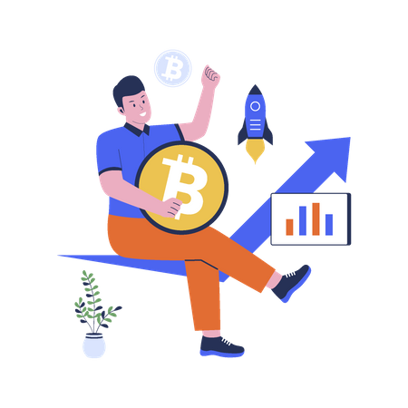 Bitcoin cryptocurrency growth  Illustration