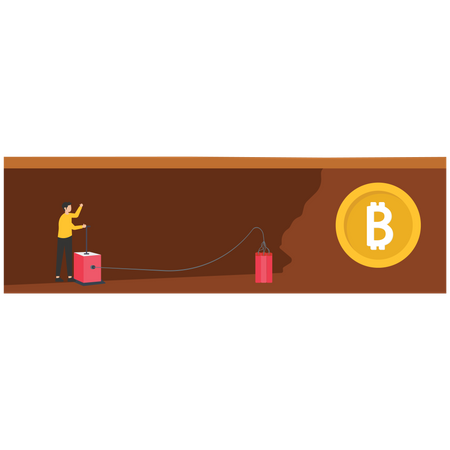 Bitcoin cryptocurrency mining  Illustration