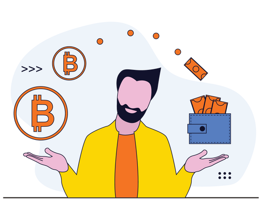 Bitcoin currency exchange Illustration