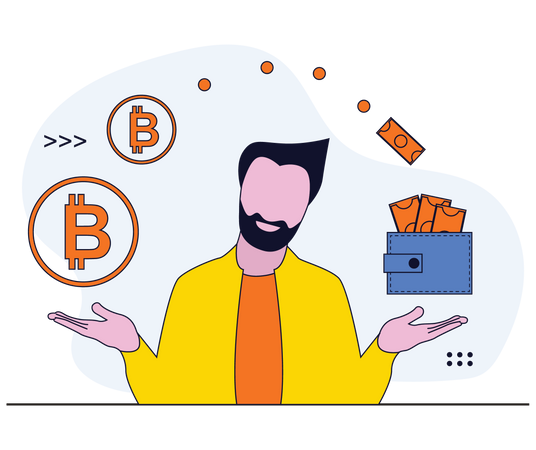 Bitcoin currency exchange  Illustration