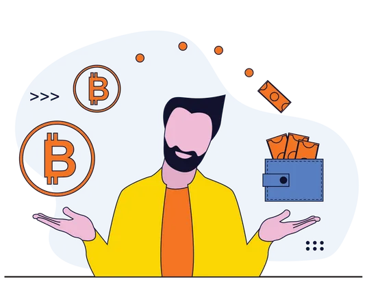 Bitcoin currency exchange  Illustration