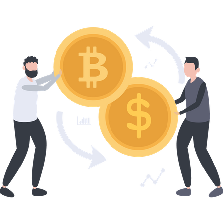 Bitcoin currency exchange  Illustration