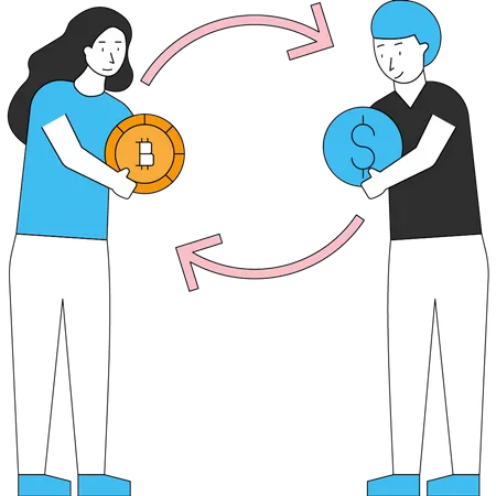 Bitcoin currency exchange  Illustration