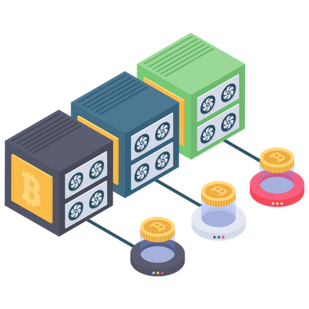 Bitcoin database connection  イラスト