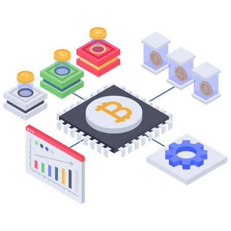 Bitcoin database management processor  Illustration