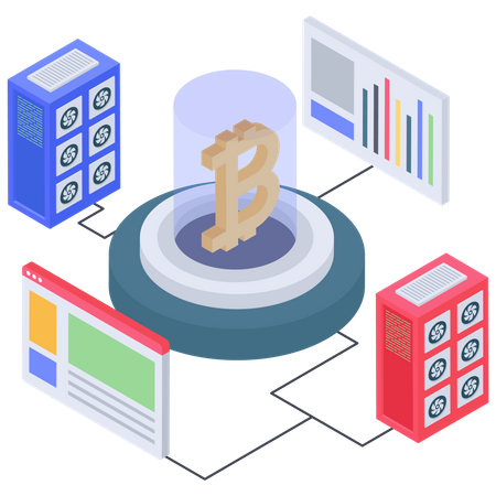 Bitcoin-Datenbankverbindung und Dashboard  Illustration